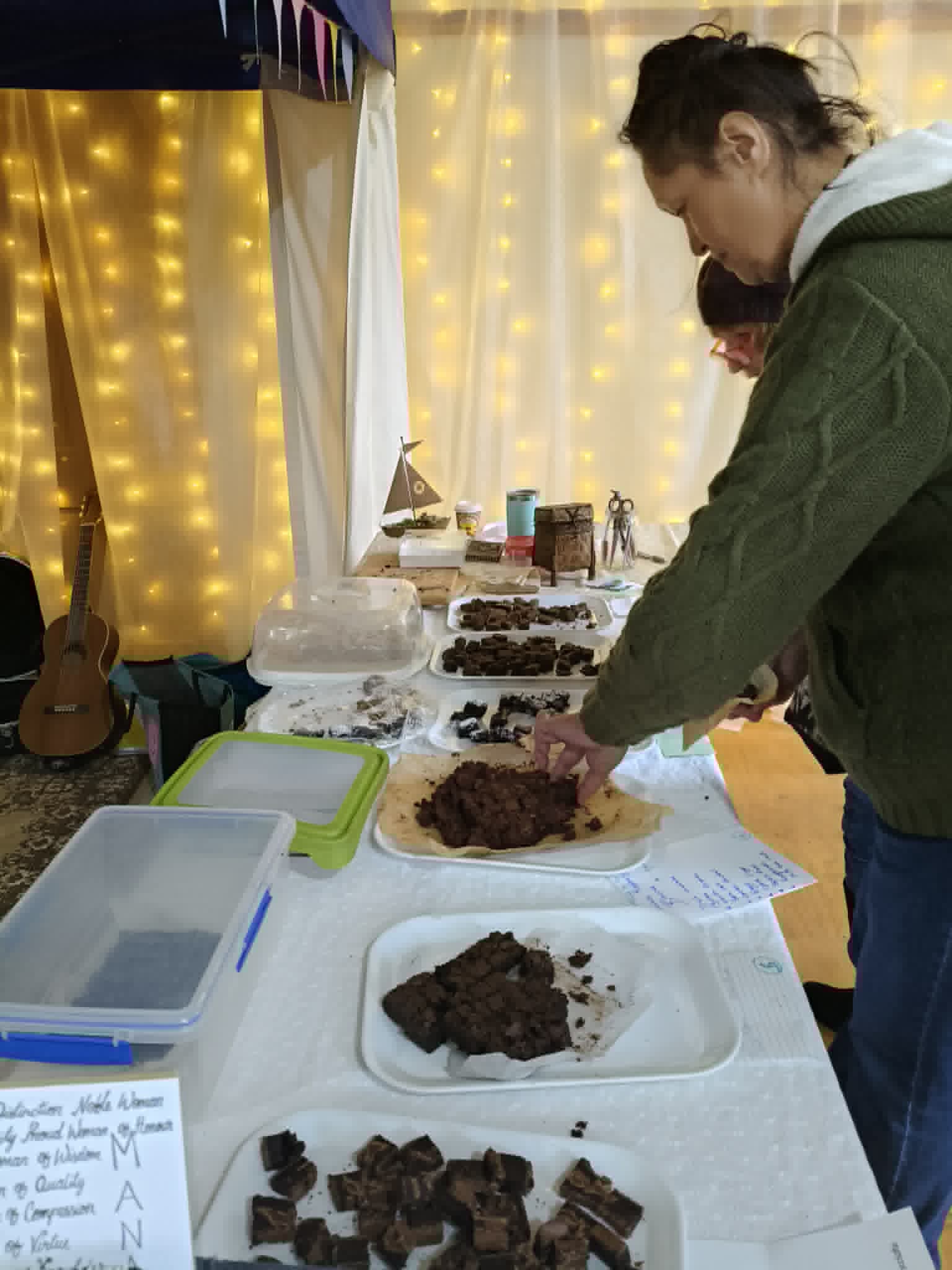 Jacqui having a piece of the winning entry (number 4) - she kept coming back for more 🤣 (she obviously has good taste!)