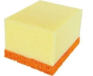 Eponge de carreleur synthétique + caoutchouc spongieux orange 140 x 110 x 88 mm