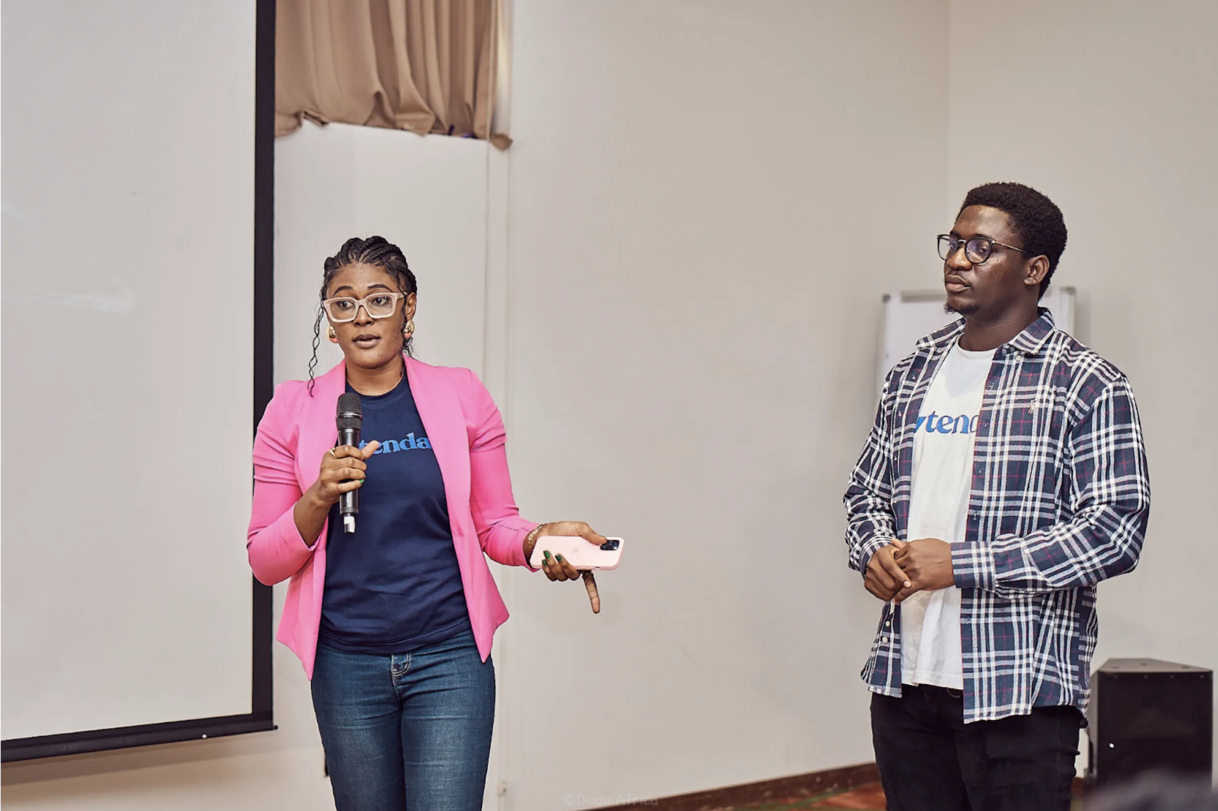 participant of the tendar team presenting at the moonshot event