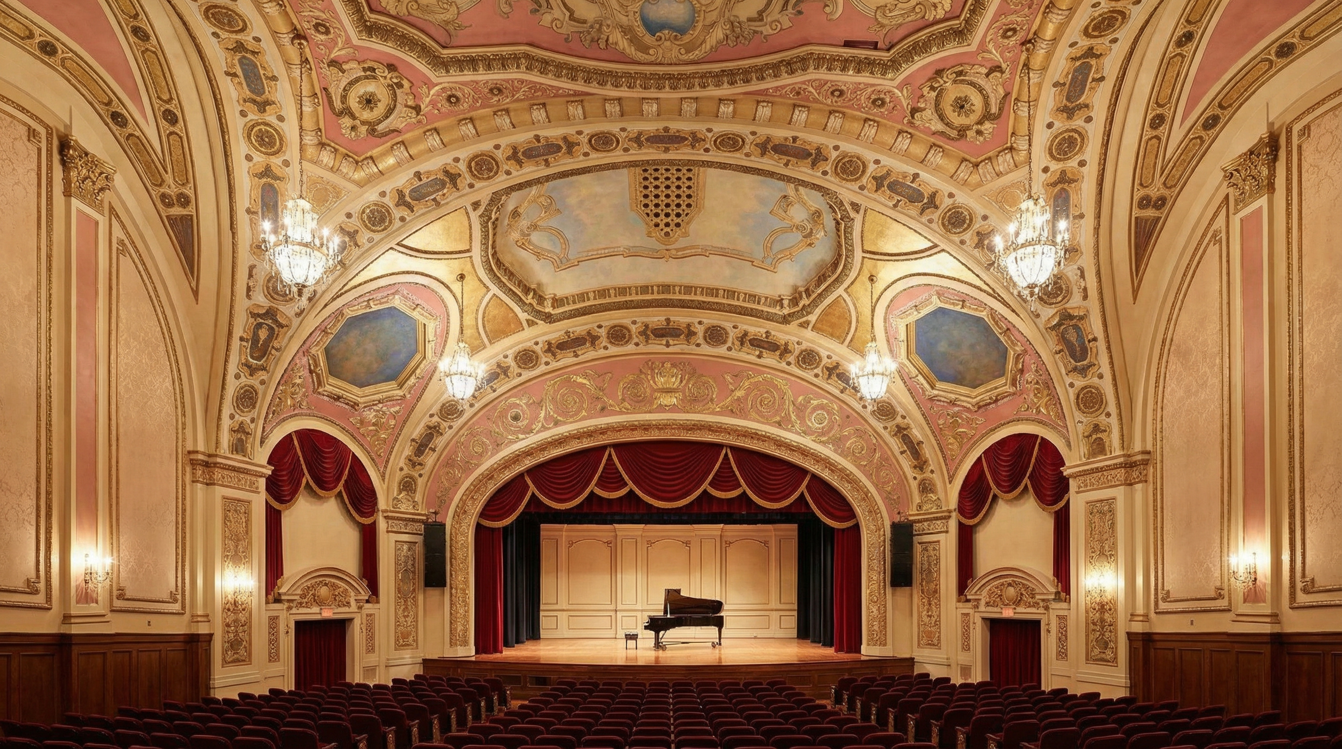 Restored Michigan Theater with blue velvet seating