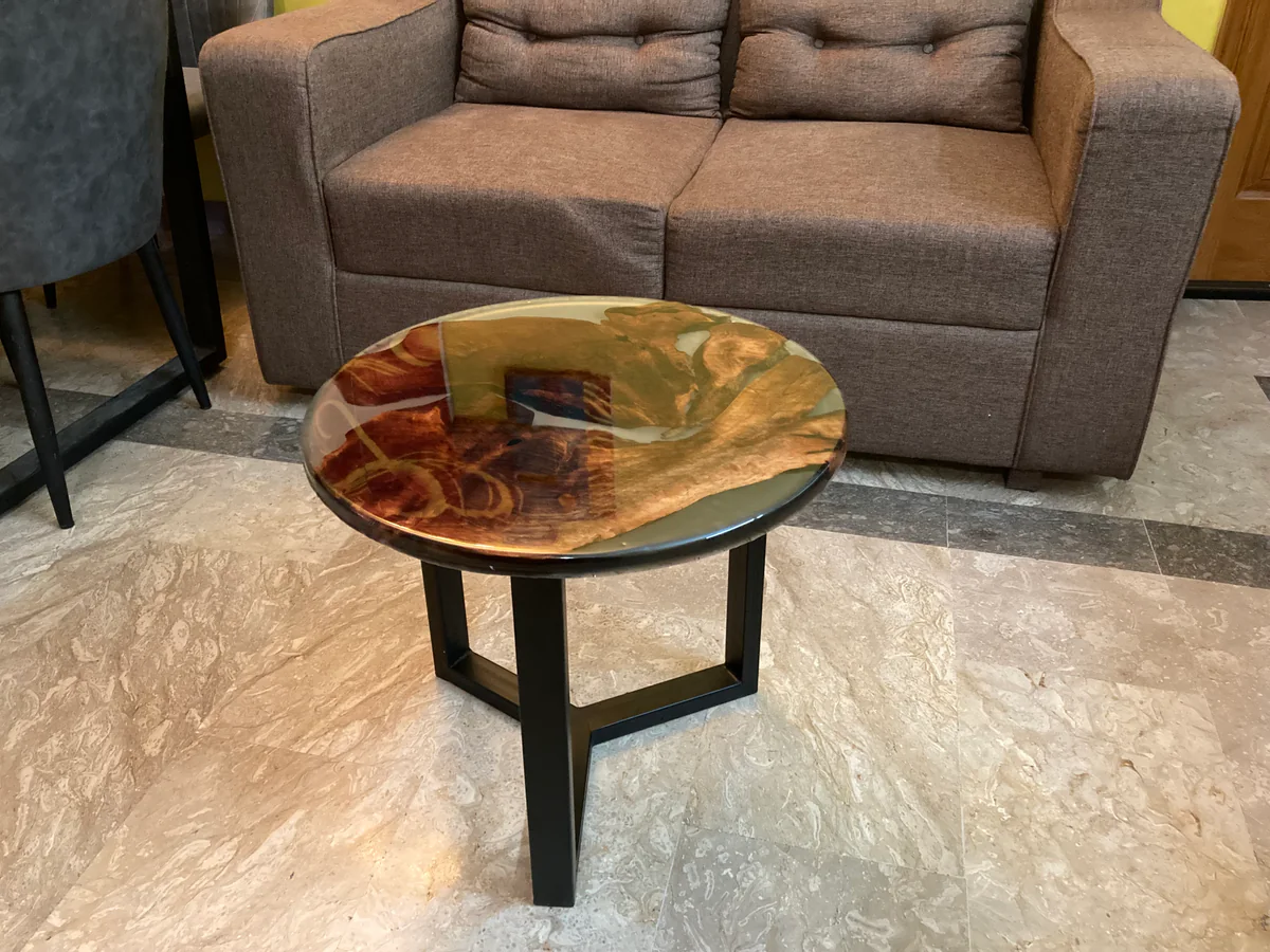 Round Epoxy Wood Side Table