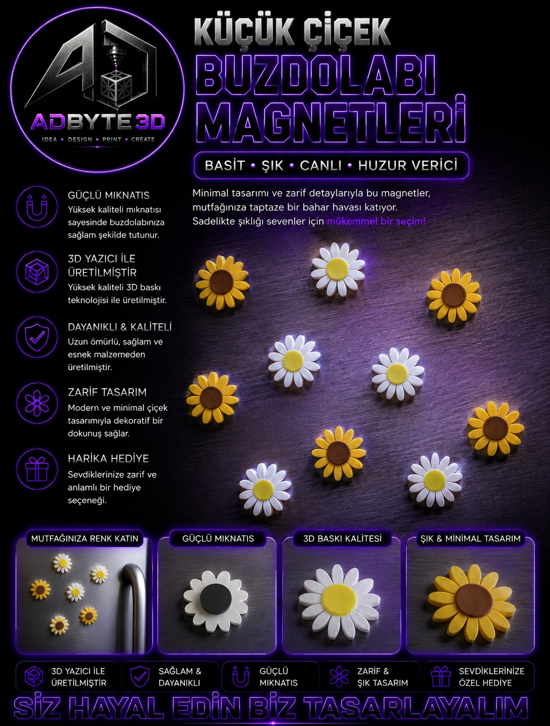 🌼 Çiçek Temalı Buzdolabı Magnetleri 🌼