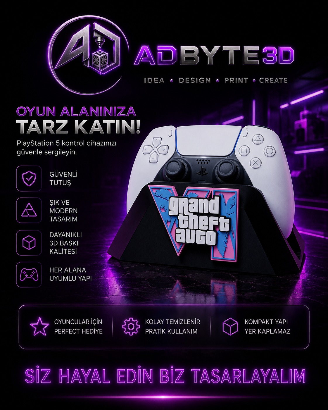 🎮 PS5 GTA Temalı Kontrol Tutucu