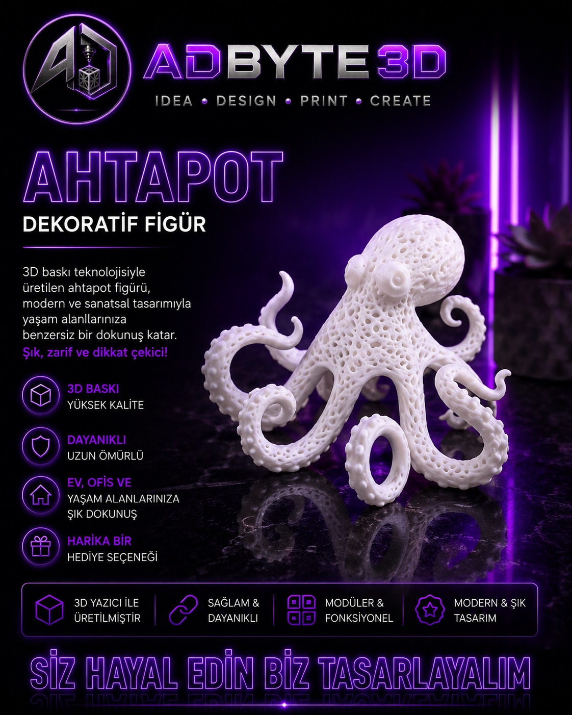 🐙 Ahtapot Dekoratif Figür