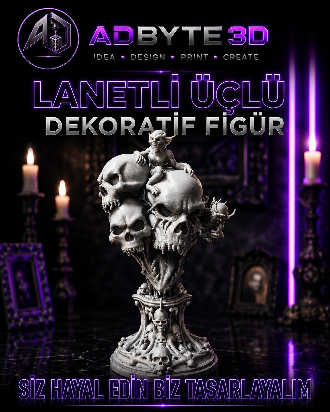 💀Lanetli Üçlü Dekoratif Figür