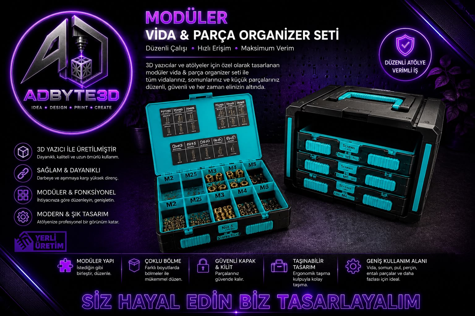 🔩 Modüler Vida & Parça Organizer Seti,