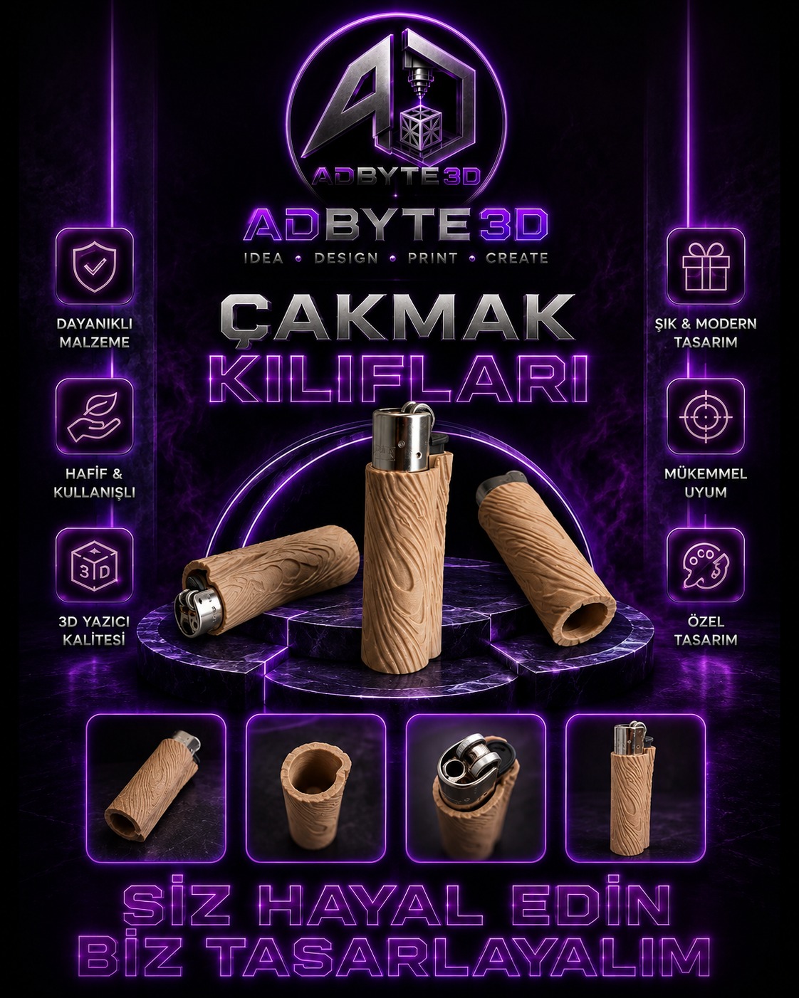 🌳Tahta Görünümlü Çakmak Kılıfı