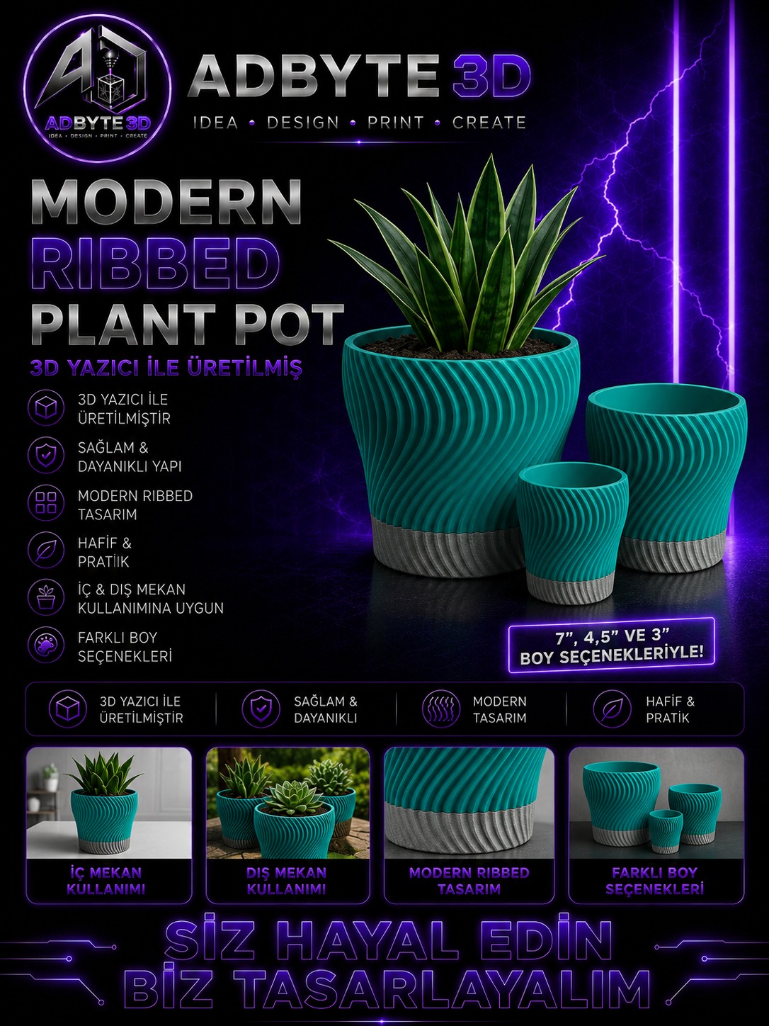 🪴Modern ribbed Saksı
