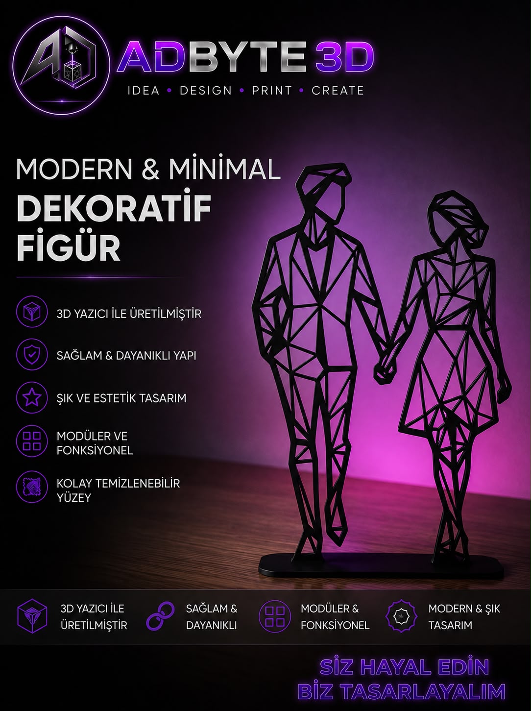 🖤 Modern & Minimal Dekoratif  Figür Sevgiliye Özel