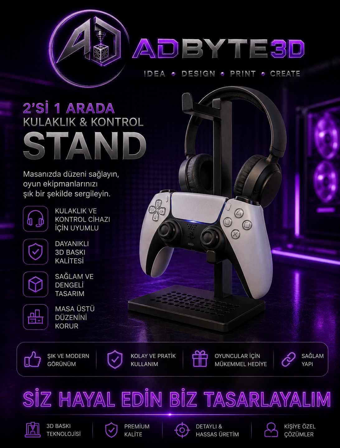 🎧🎮 Çok Amaçlı Oyuncu Standı