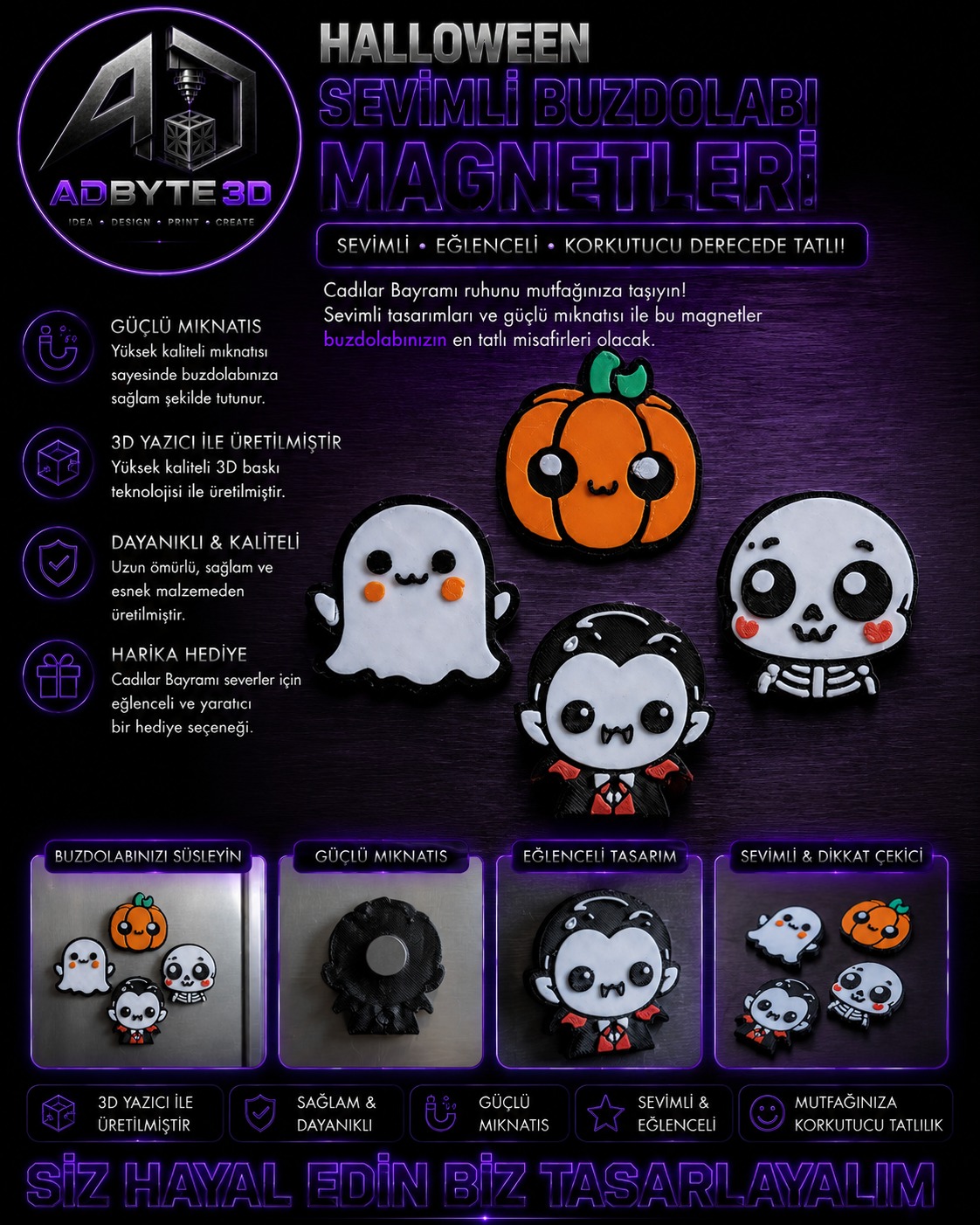 🎃 Halloween Temalı Sevimli Buzdolabı Magnetleri 👻