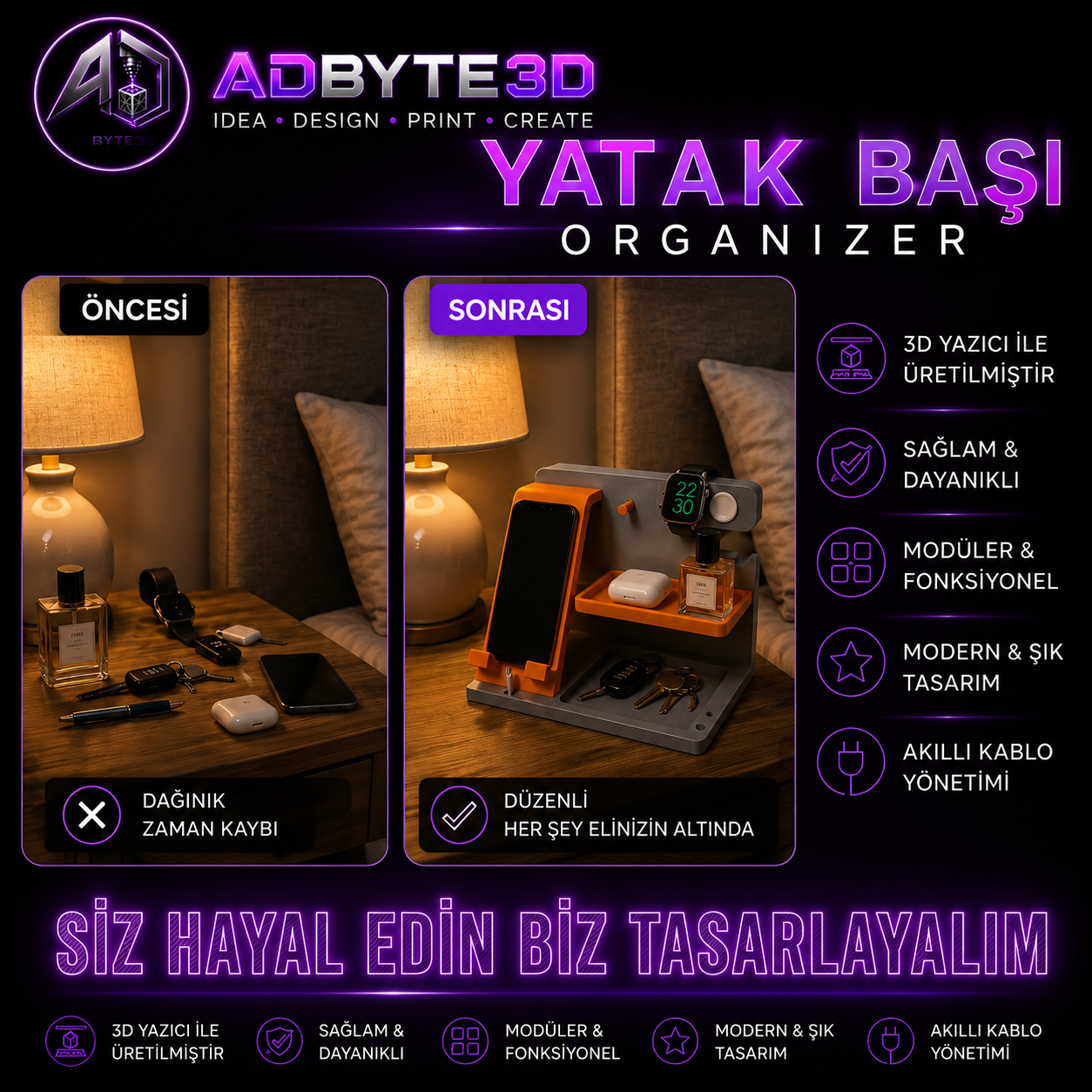 🛏️ Yatak Başı Organizeri