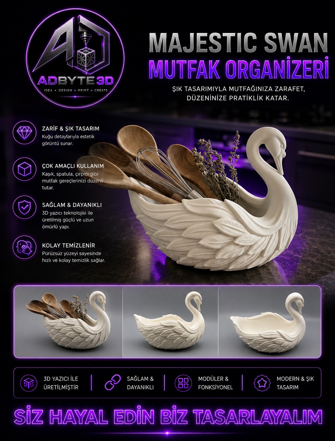 🦢Majestic Swan Mutfak Organizeri
