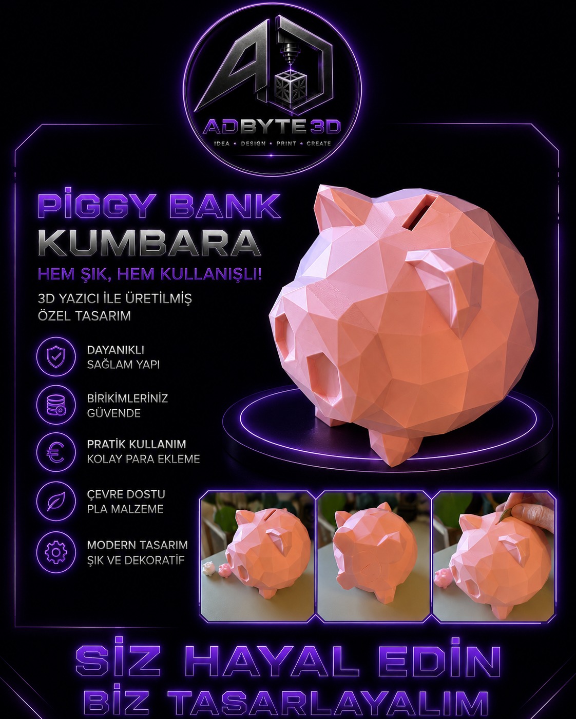 🐷 Modern Geometrik Domuz Kumbara