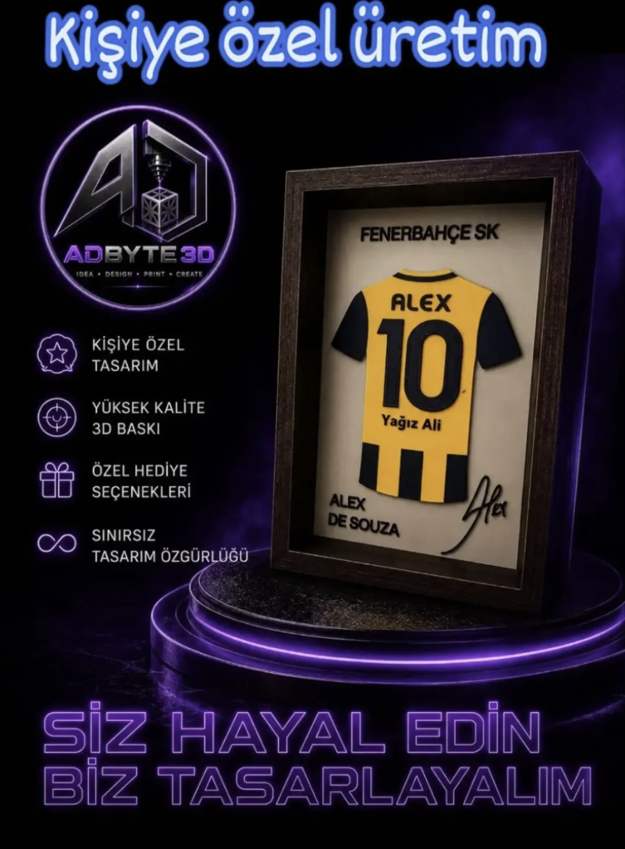 🎨🖨️Kişiye Özel 3D Futbolcu Forma Tablosu