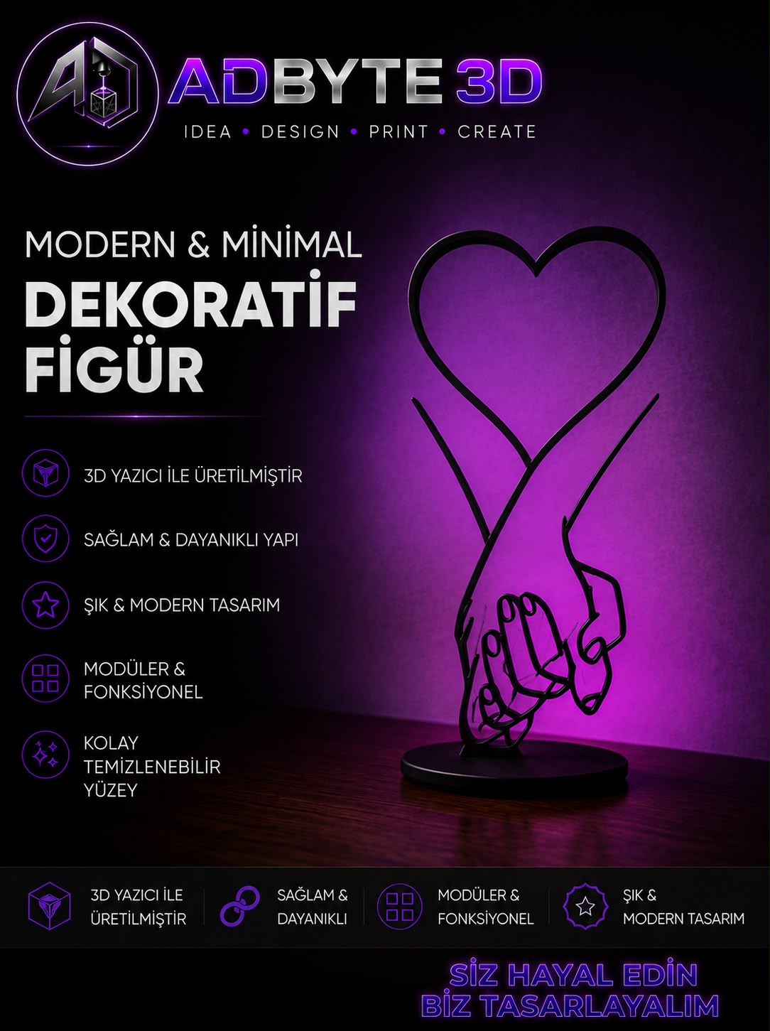 🤍 Modern & Minimal Dekoratif Kalpli Figür