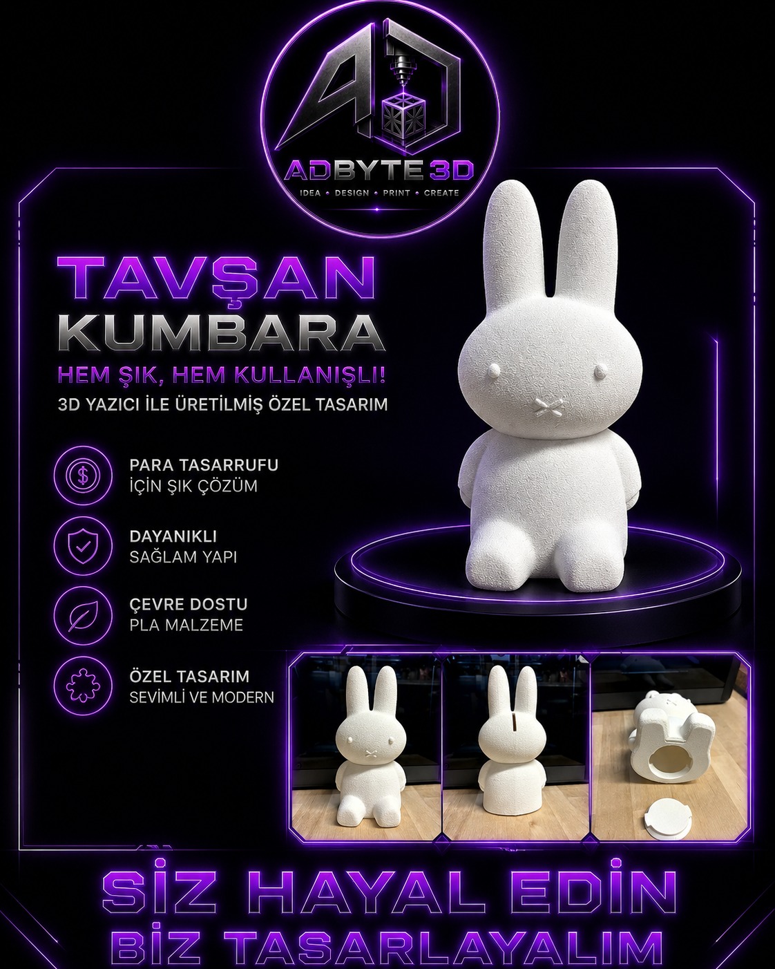🐰 Sevimli Tavşan Kumbara