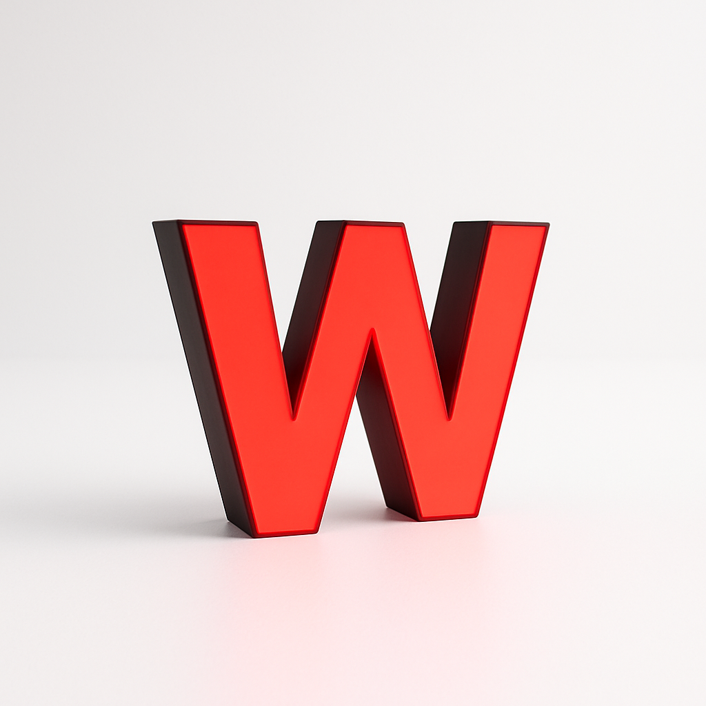 Nahaufnahme von beleuchteten 3D-Buchstaben