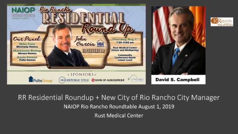Residential Roundup @ NAIOP RRRT Aug.1st+ David Campbell City Mgr