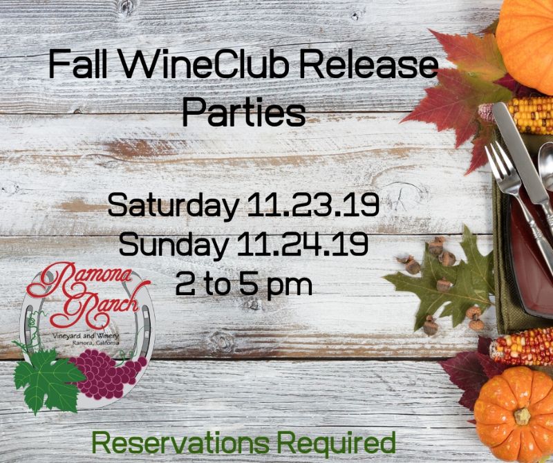 Fall WineClub Pick-up Party - Saturday, 11/23/19 Fall WineClub Pick-up Party - Saturday, 11/23/19