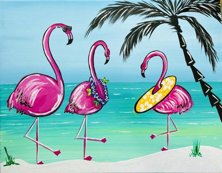 Flamingo Family- Online Paint Party!