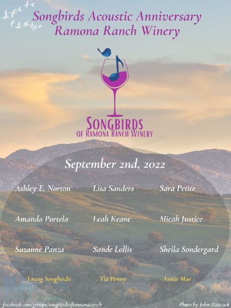 Songbirds of Ramona Ranch - "Acoustic Anniversary" Show 9/2