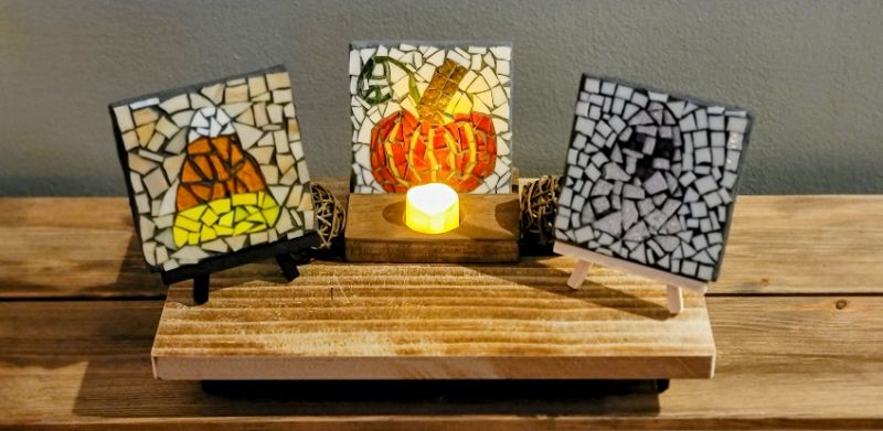 Fall Mosaic Tile Candle Holder