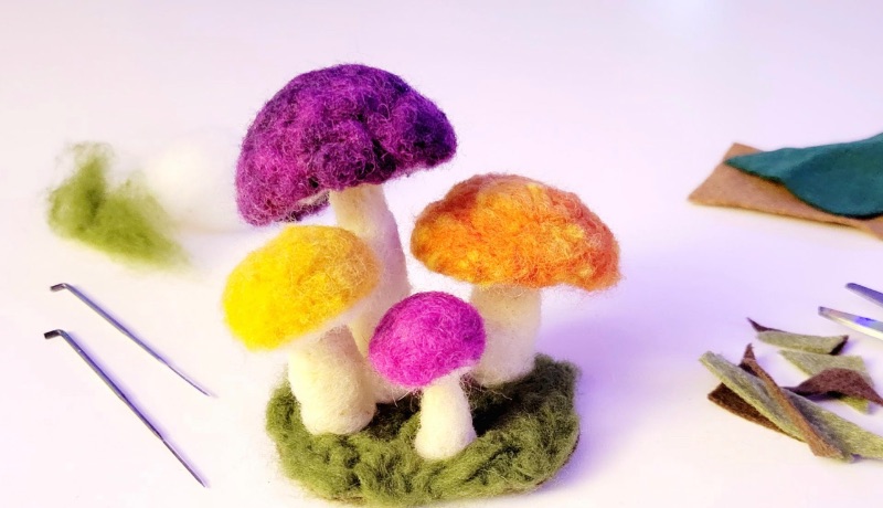 Crafts with Crafts - Needle felting Mushroom Garden