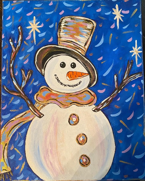 Whimsical Snowman Sip N Paint