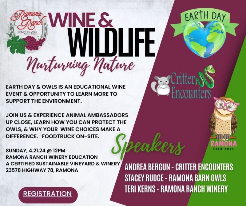 Wine & Wildlife - Owl about Nature, celebrating Earth Day at RRW