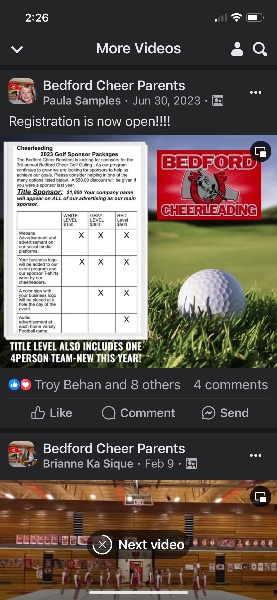 2024 Bedford Cheer Boosters Golf Ticket Demo