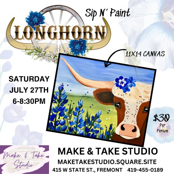 Longhorn Sip N' Paint