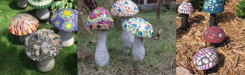 Mosaic Garden Mushrooms