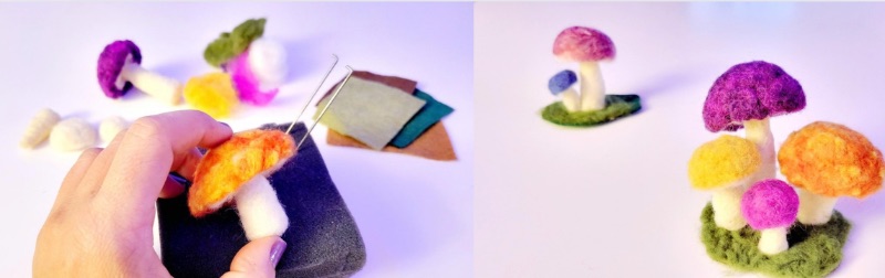 Needle felted mushrooms