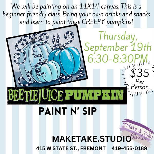 Beetlejuice Pumpkin Paint N' Sip