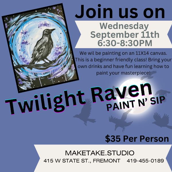 Twilight Raven Sip N' Paint