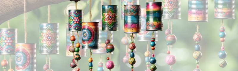 Tin can wind chimes at Patina Porch