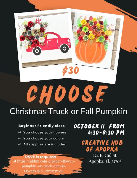 Paper Flower Pumpkin or Truck Canvas