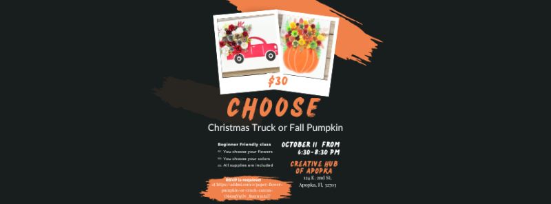 Paper Flower Pumpkin or Truck Canvas