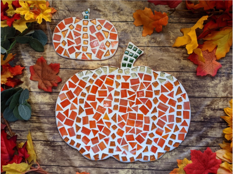 Pumpkin Mosaics on Wood