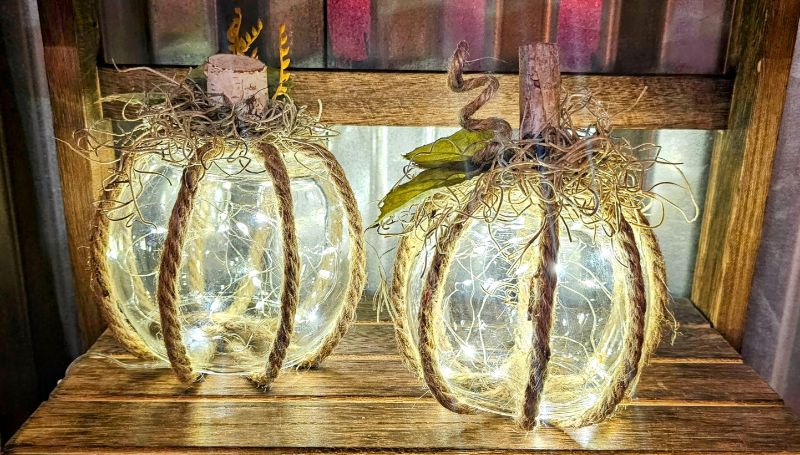 Set of 2 Lighted Pumpkins