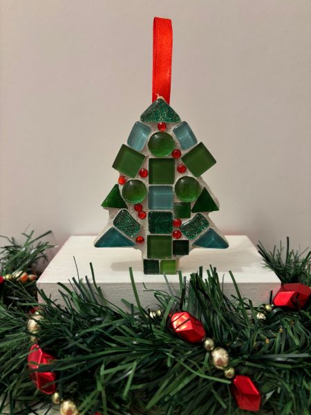 Make Your Own Mosaic Christmas Trees and Candy Cane Ornaments