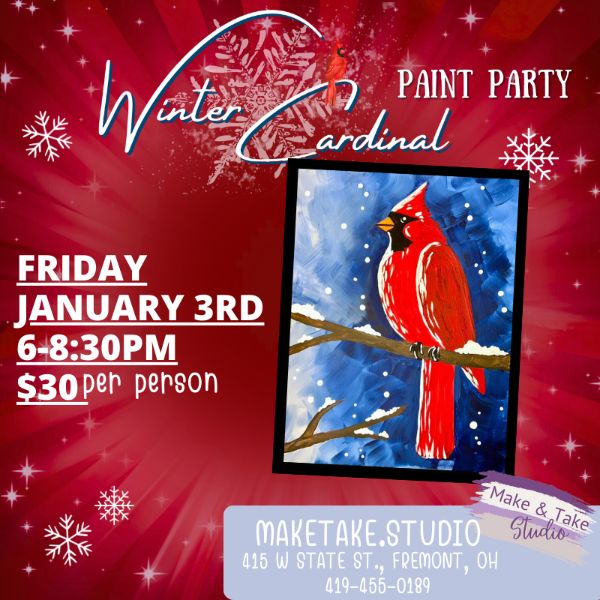 Winter Cardinal Paint Party