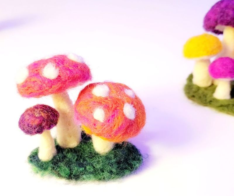 Virtual Craft Party: Make a Needle Felted Mini Mushroom Garden