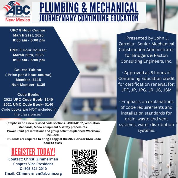 Uniform Plumbing & Mechanical Code Update Courses (UPC) & (UMC)