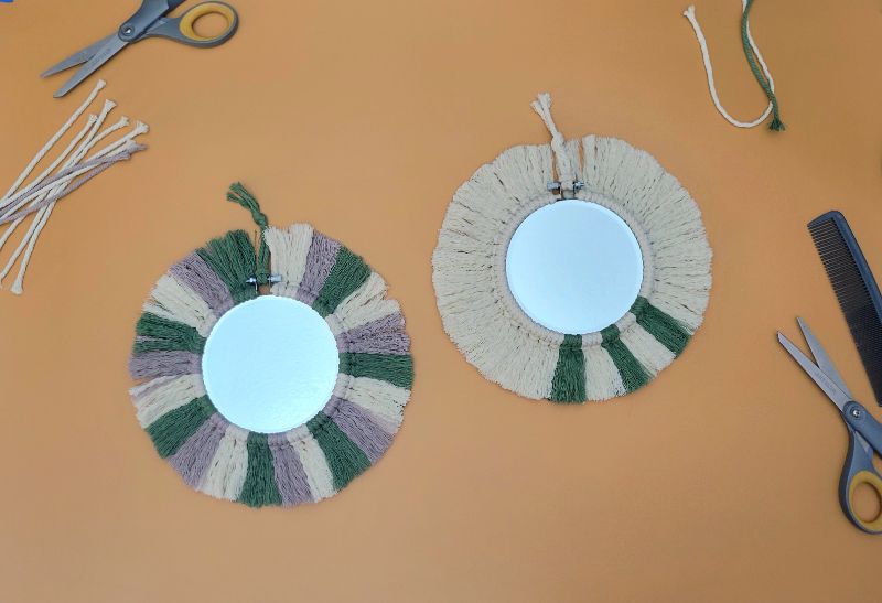 DIY Macrame Fringe Mirror