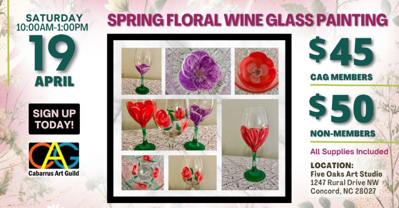 Spring Floral Wine Glass Painting