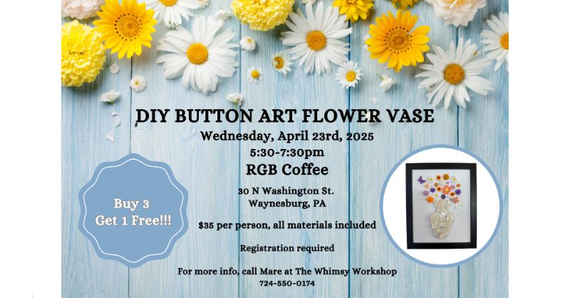 DIY Button Art Spring Flowers in Vase