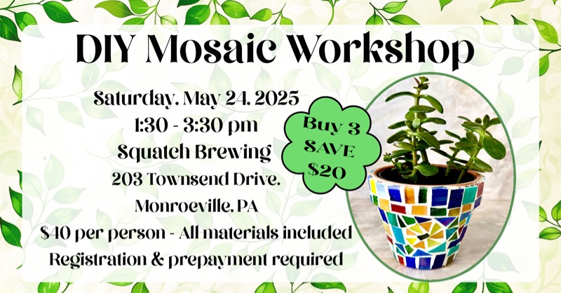 DIY Mosaic Planter @ Squatch Brewing