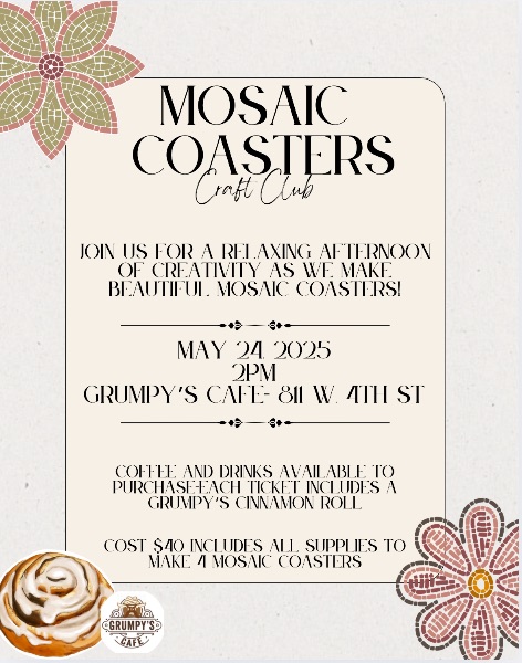 Mosaic Coasters at Grumpy’s Cafe